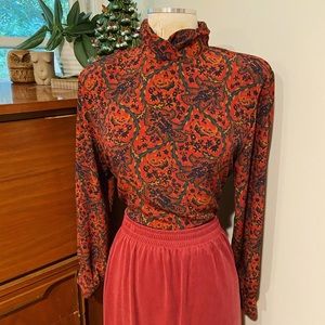 Vintage High-Neck Blouse